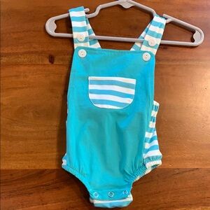 Blue and White Striped Baby Romper 6 months never been worn